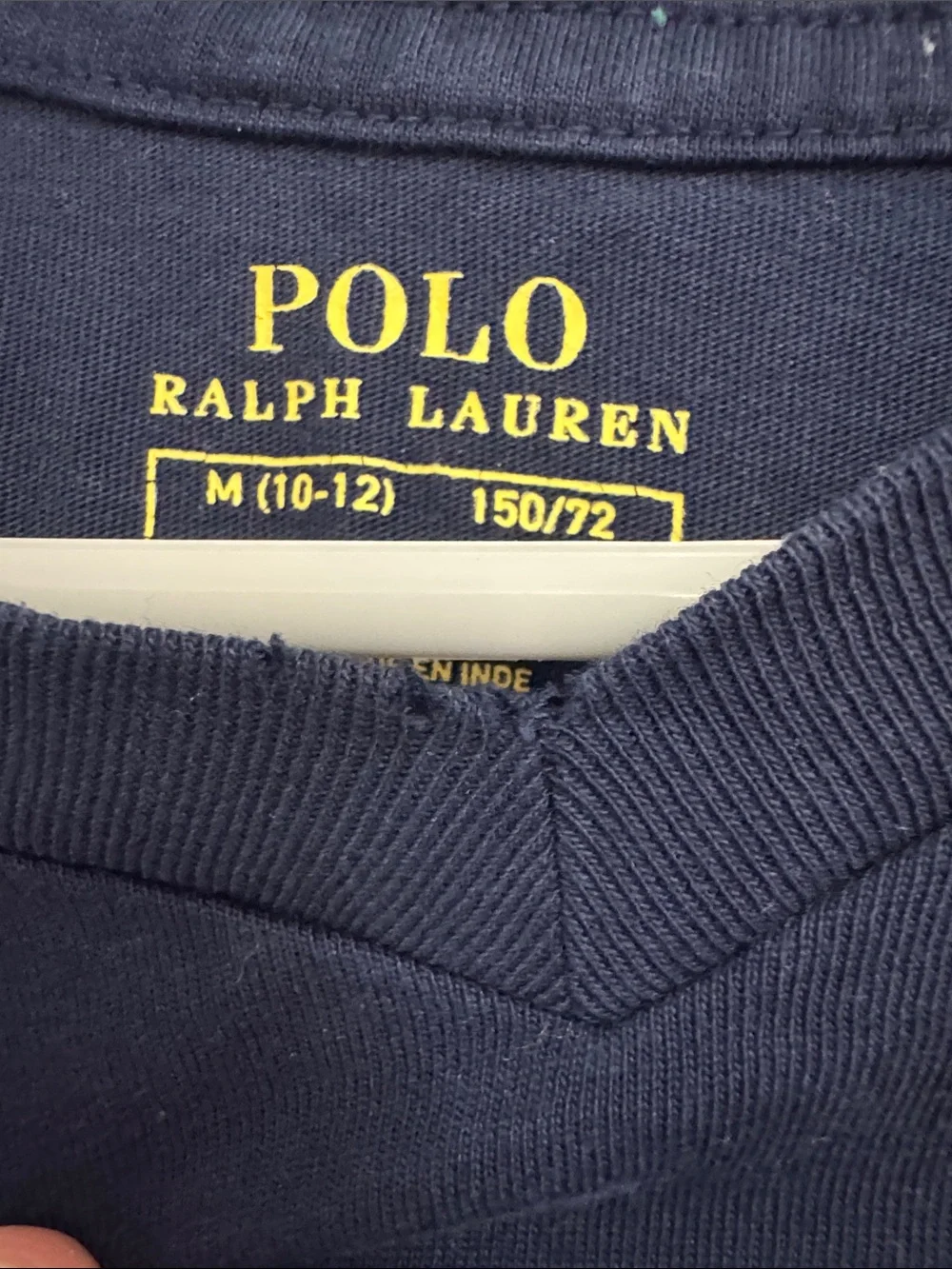 Ralph Lauren Navy V-Neck T-Shirt with Red Polo Emblem
